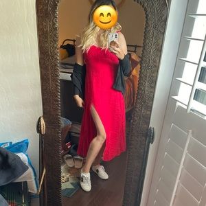 ZARA red linen dress size M